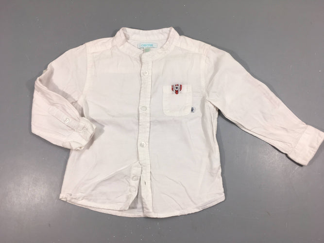 Chemise m.l blanche petits carreaux col mao, moins cher chez Petit Kiwi