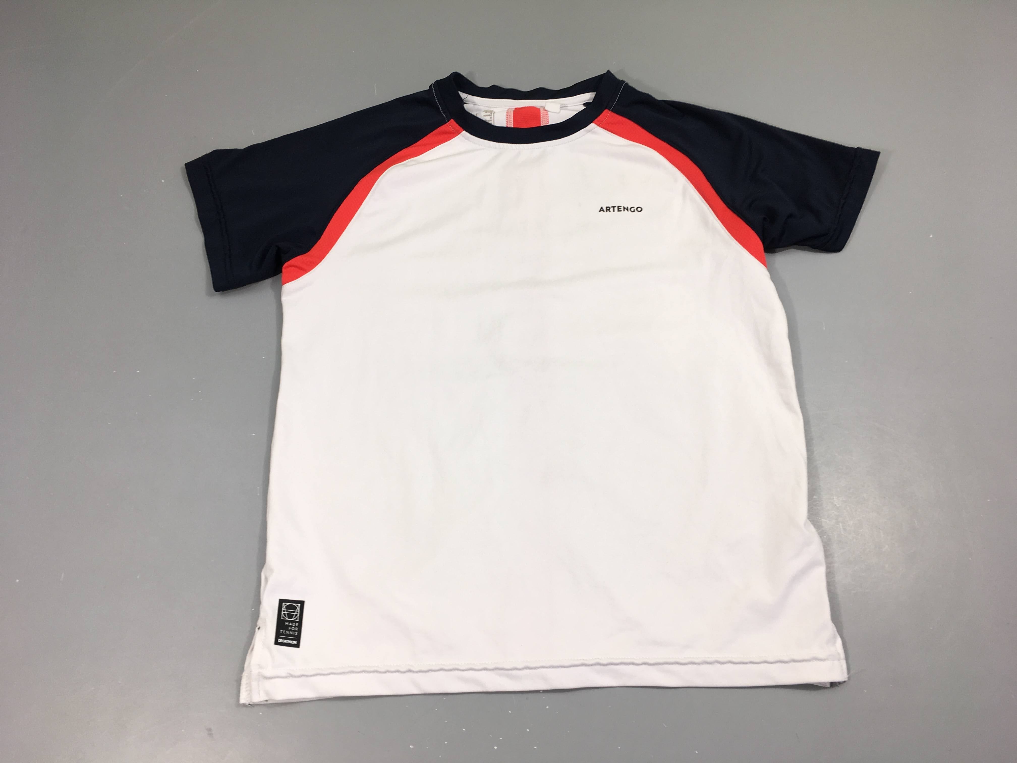 T-shirt m.c de sport blanc/bleu/rouge Artengo