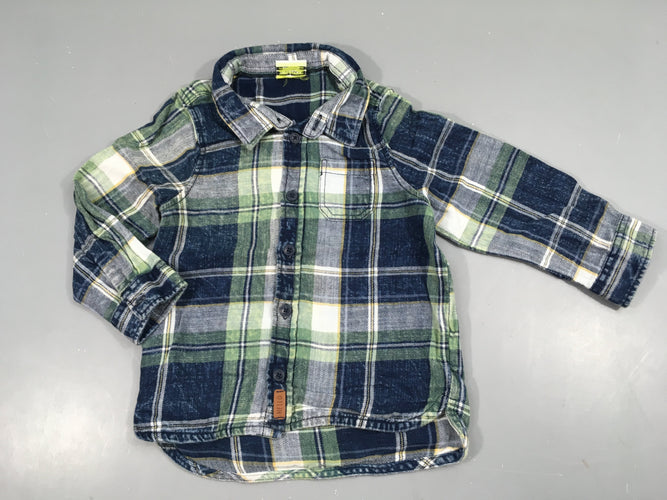 Chemise m.l carreaux bleu/blanc/vert, moins cher chez Petit Kiwi