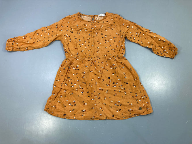 Robe m.l moutarde fleurie, moins cher chez Petit Kiwi