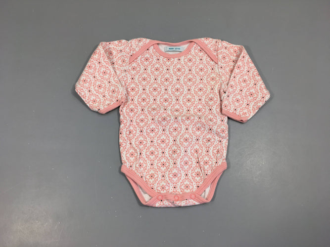 Body m.l blanc motifs roses, légèrement bouloché, moins cher chez Petit Kiwi