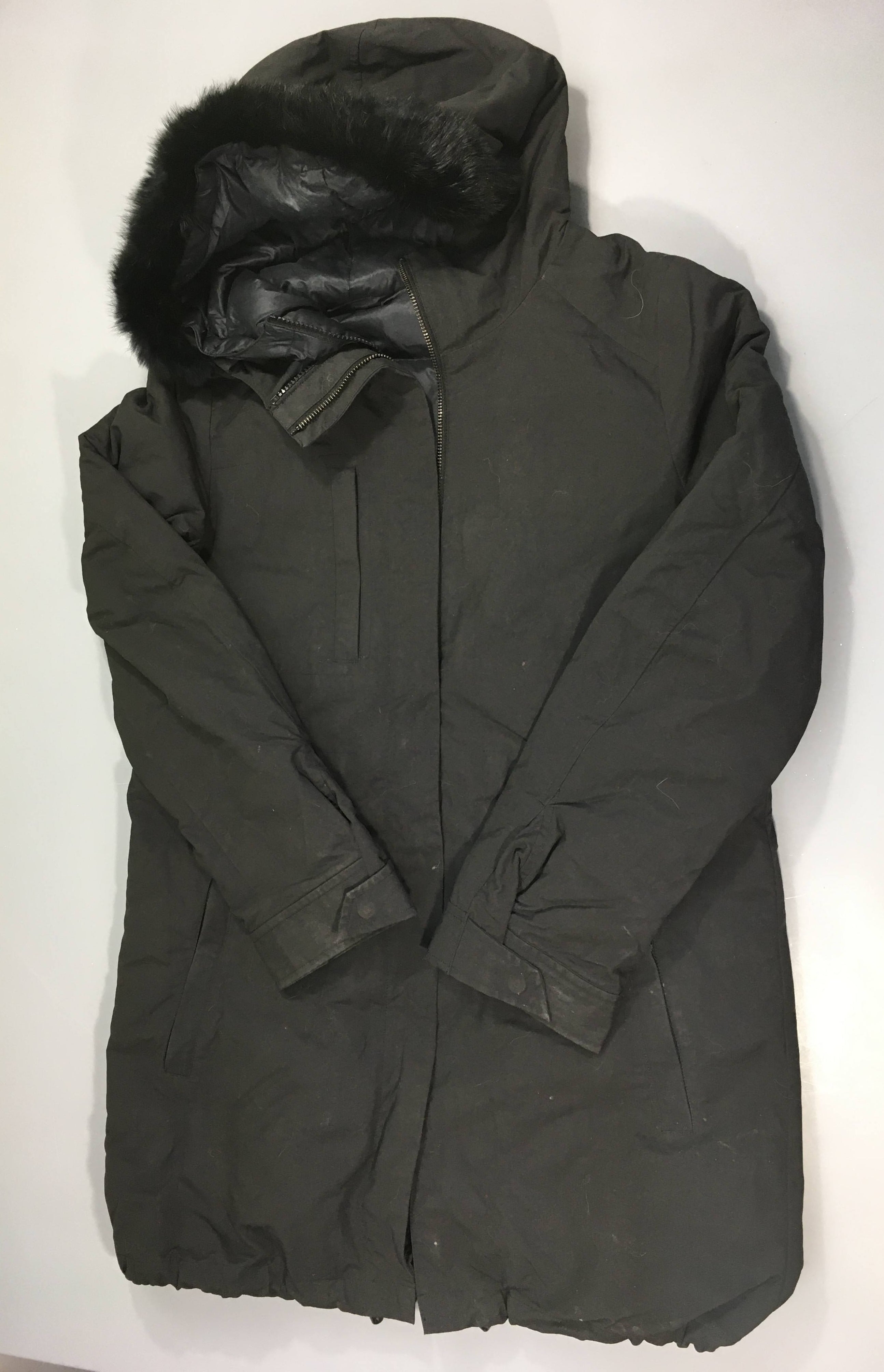 Veste mi-longue noire 3en1 à capuche fausse fourrure comptoir des cotonniers, 38