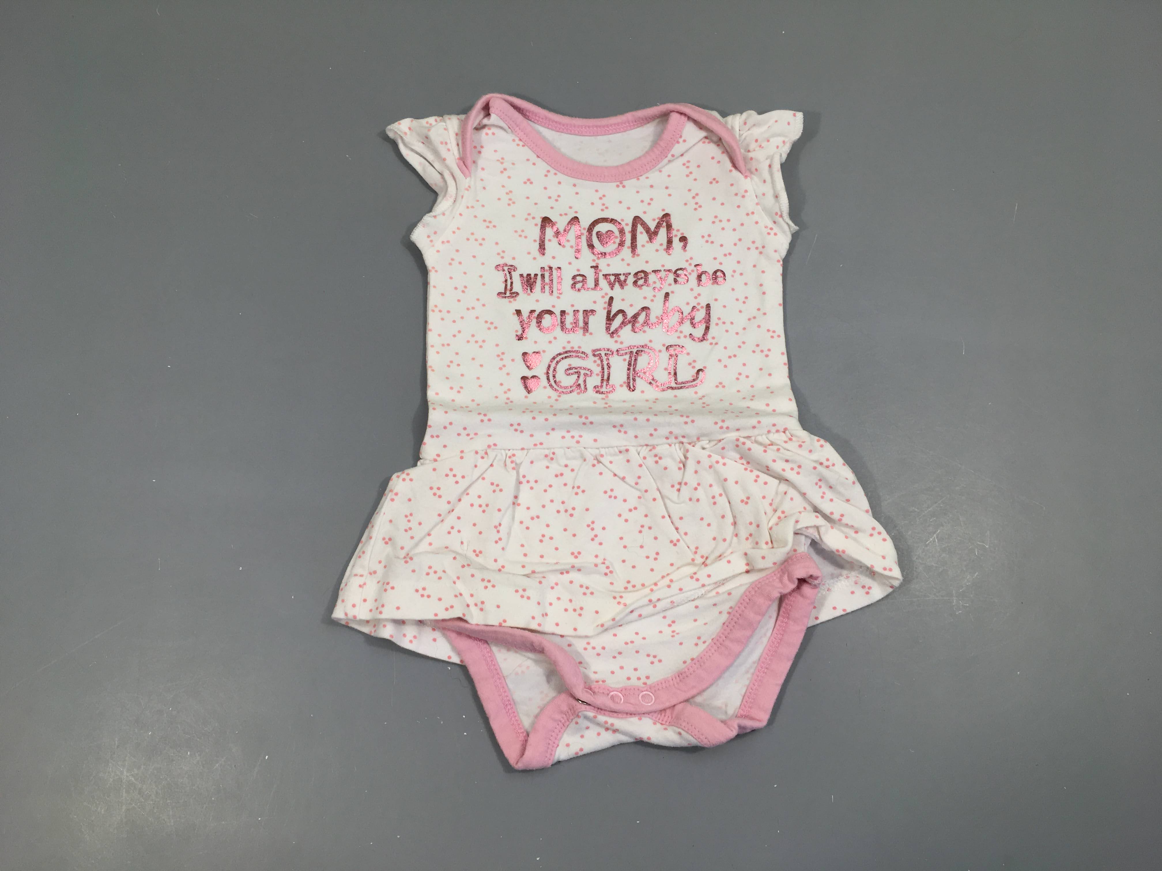 Body m.c blanc pois roses Mom, volant