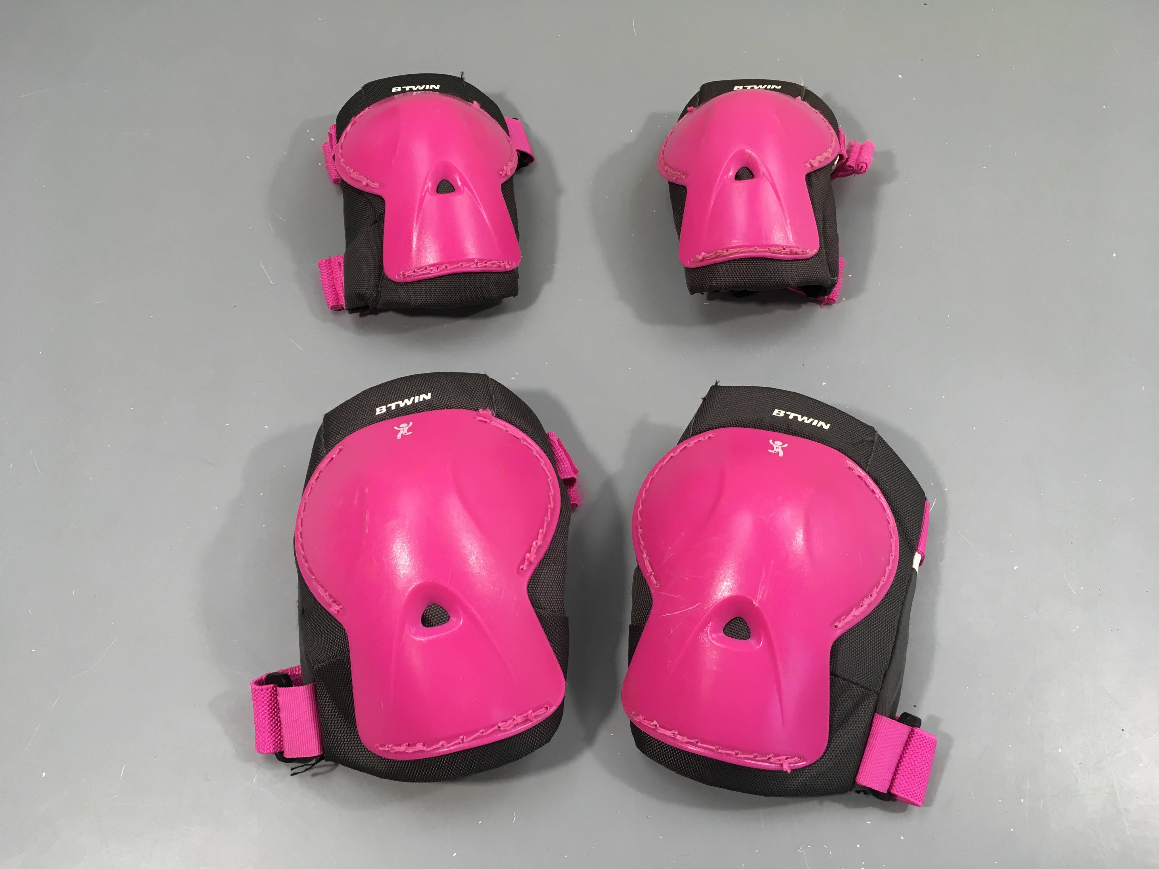 Set de 2 prote.ctions genoux-coudes rose B'twin XXS Qques traces d'ususre