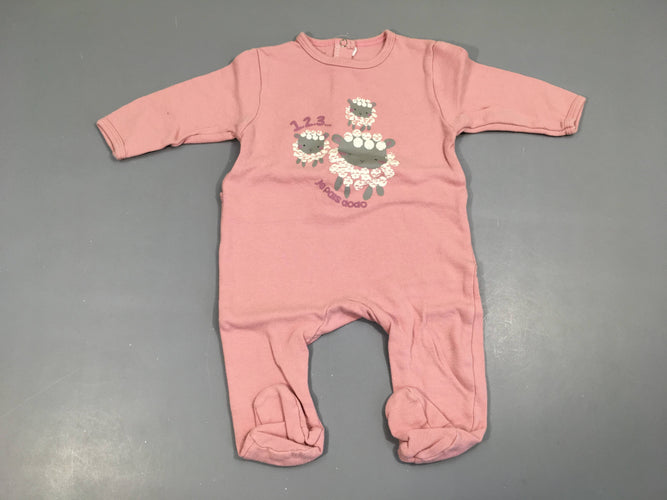 Pyjama jersey rose moutons, bouloché, moins cher chez Petit Kiwi