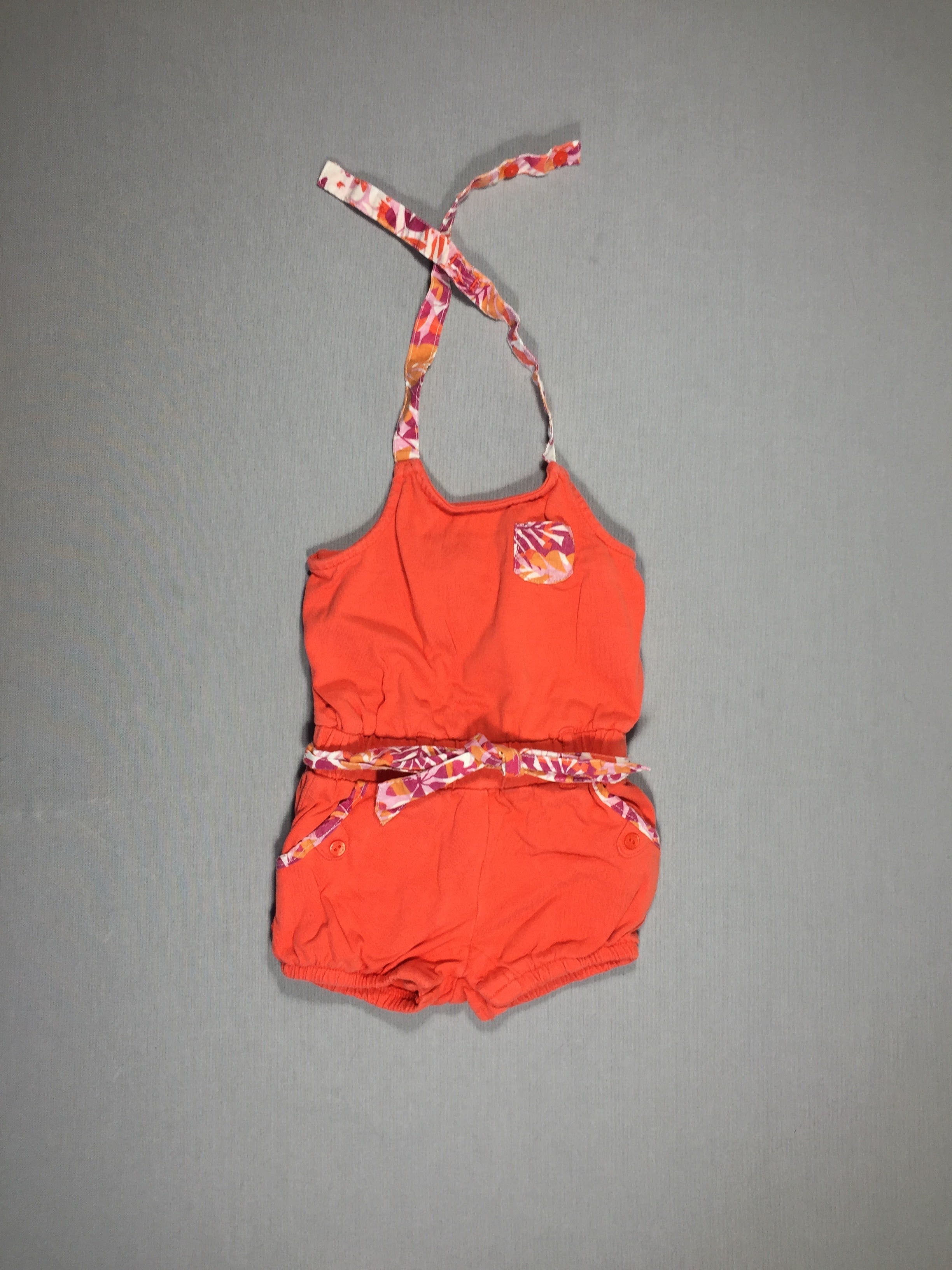 Combishort orange dos-nu - ceinture
