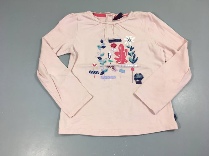 T-shirt m.l rose feuilles relief, moins cher chez Petit Kiwi