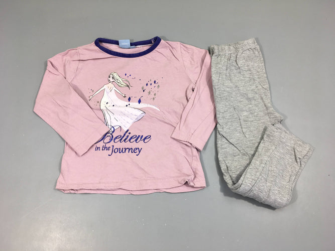 Pyjama 2pcs jersey mauve Reine des neiges, légèrement bouloché, moins cher chez Petit Kiwi