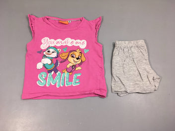 Pyjashort 2pcs jersey rose Pat'patrouille