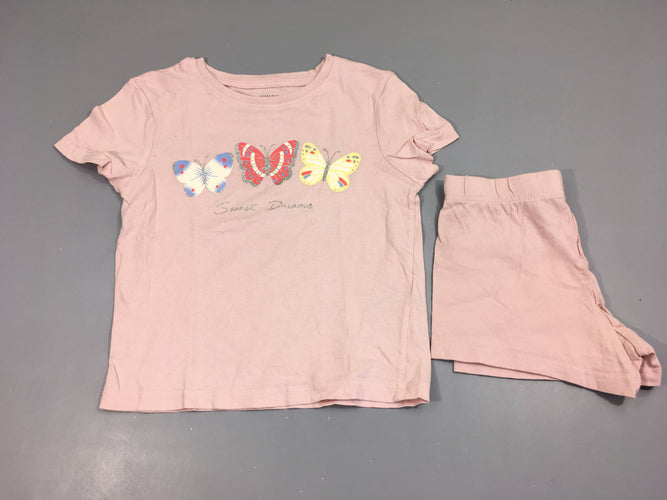 Pyjashort 2pcs jersey rose papillons, moins cher chez Petit Kiwi