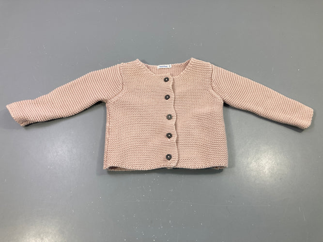 Gilet rose tricot boutons noirs, Bout'Chou, moins cher chez Petit Kiwi
