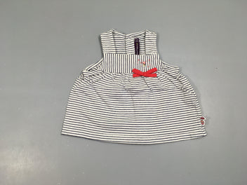 T-shirt s.m blanc rayé bleu foncé glace noeud