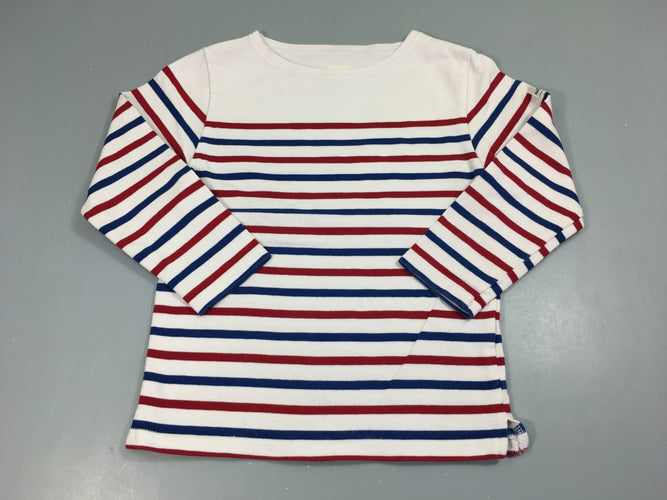 T-shirt m.l blanc rayé bleu/rouge, Mousqueton, moins cher chez Petit Kiwi