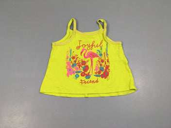T-shirt court fines bretelles jaune vif flamand rose