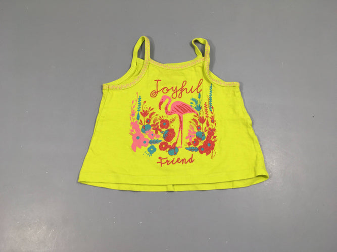 T-shirt court fines bretelles jaune vif flamand rose, moins cher chez Petit Kiwi