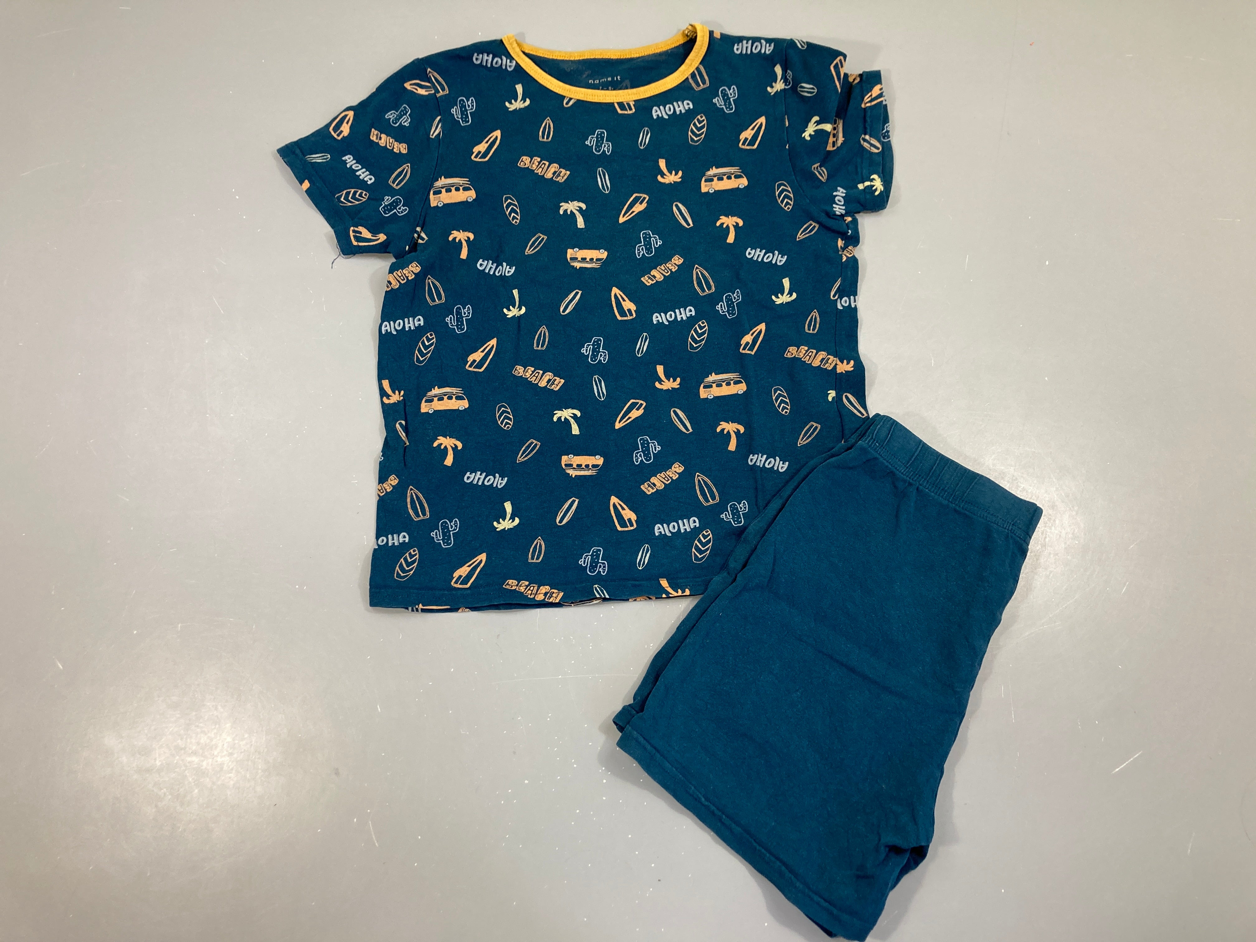 Pyjashort 2pcs jersey bleu Beach