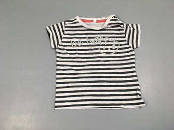 T-shirt m.c blanc rayé gris be happy