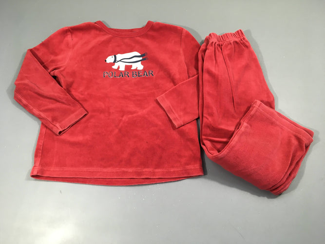 Pyjama 2pcs velours rouge ours, moins cher chez Petit Kiwi