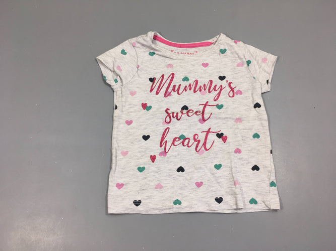 T-shirt m.c gris flammé mummy's sweet coeurs, moins cher chez Petit Kiwi