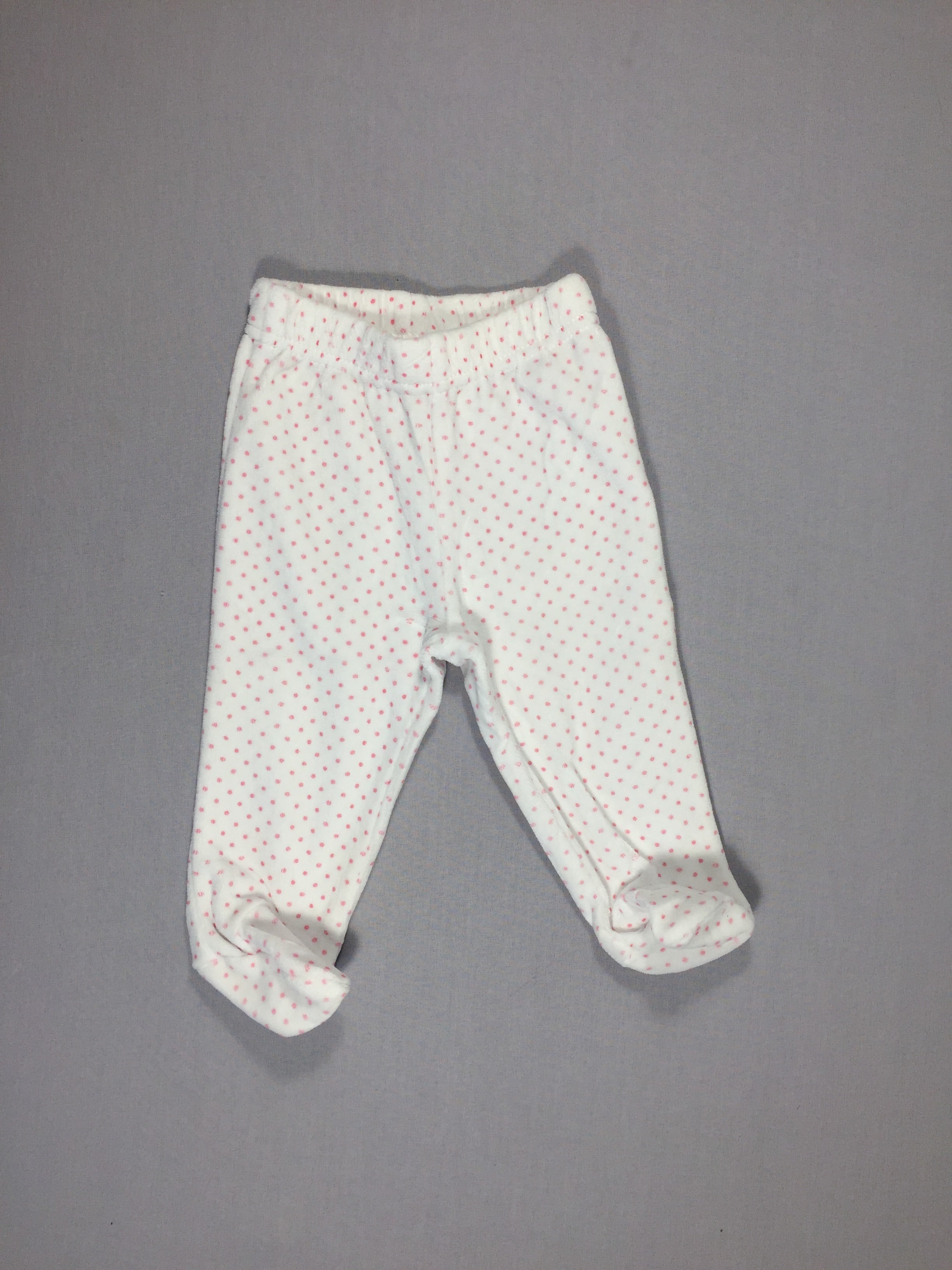 Pantalon (de pyjama) - velours lisse blanc points roses