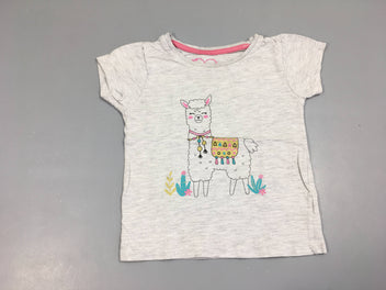 T-shirt m.c gris flammé lama, bouloché