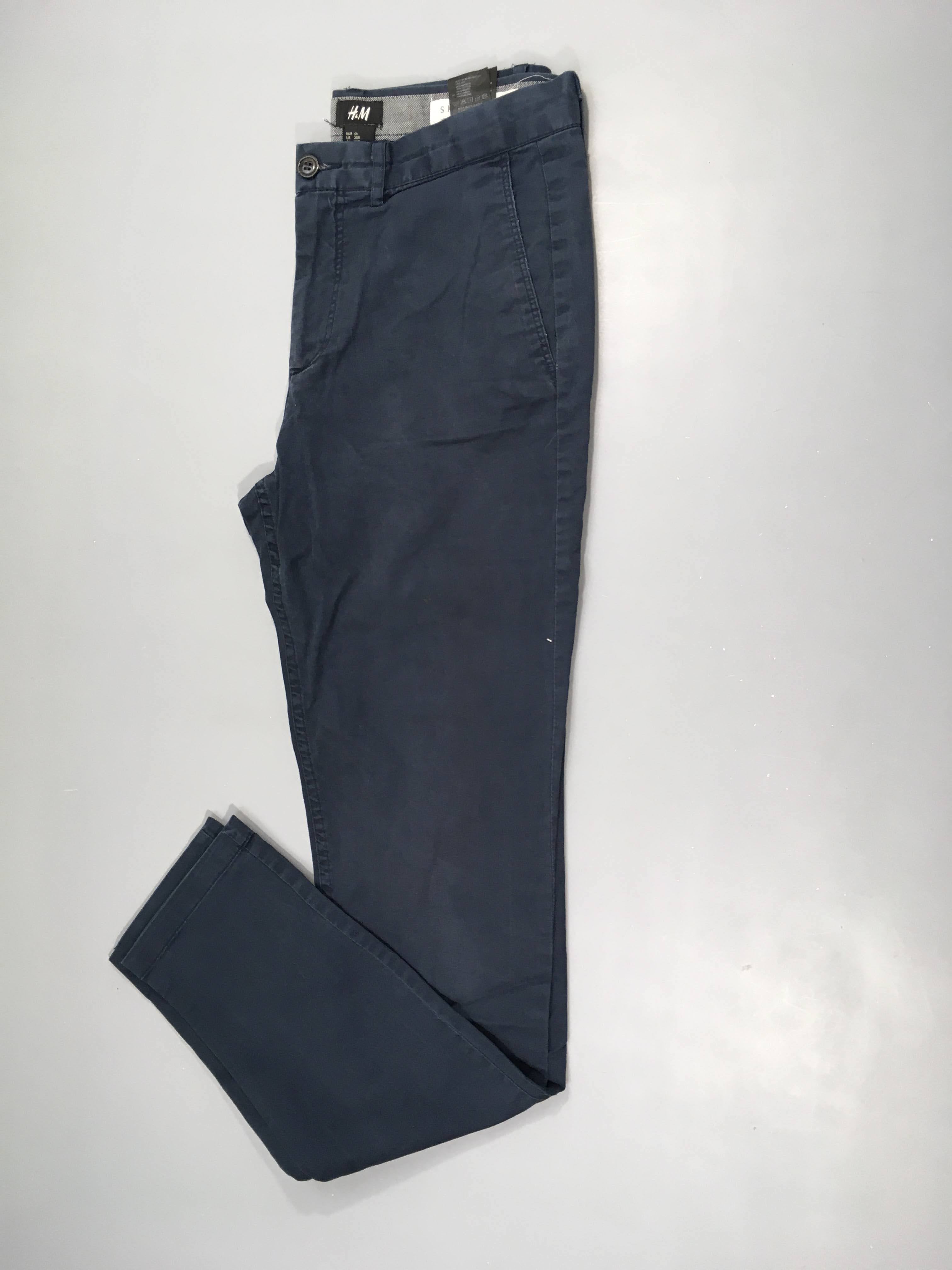 Pantalon bleu foncé Skinny fit légèrement délavé