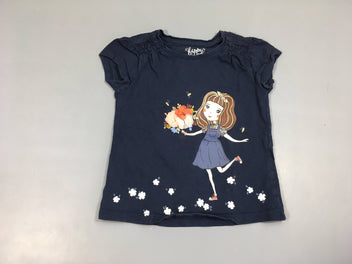T-shirt m.c bleu foncé fille fleur tulle