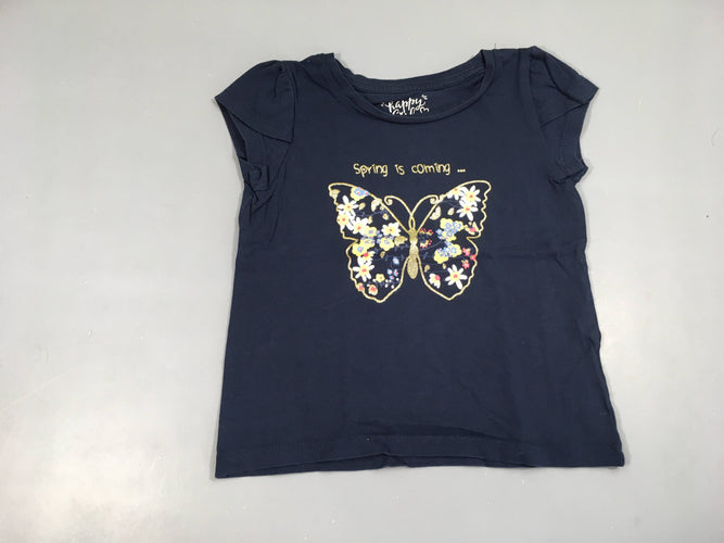T-shirt m.c bleu foncé papillon, moins cher chez Petit Kiwi