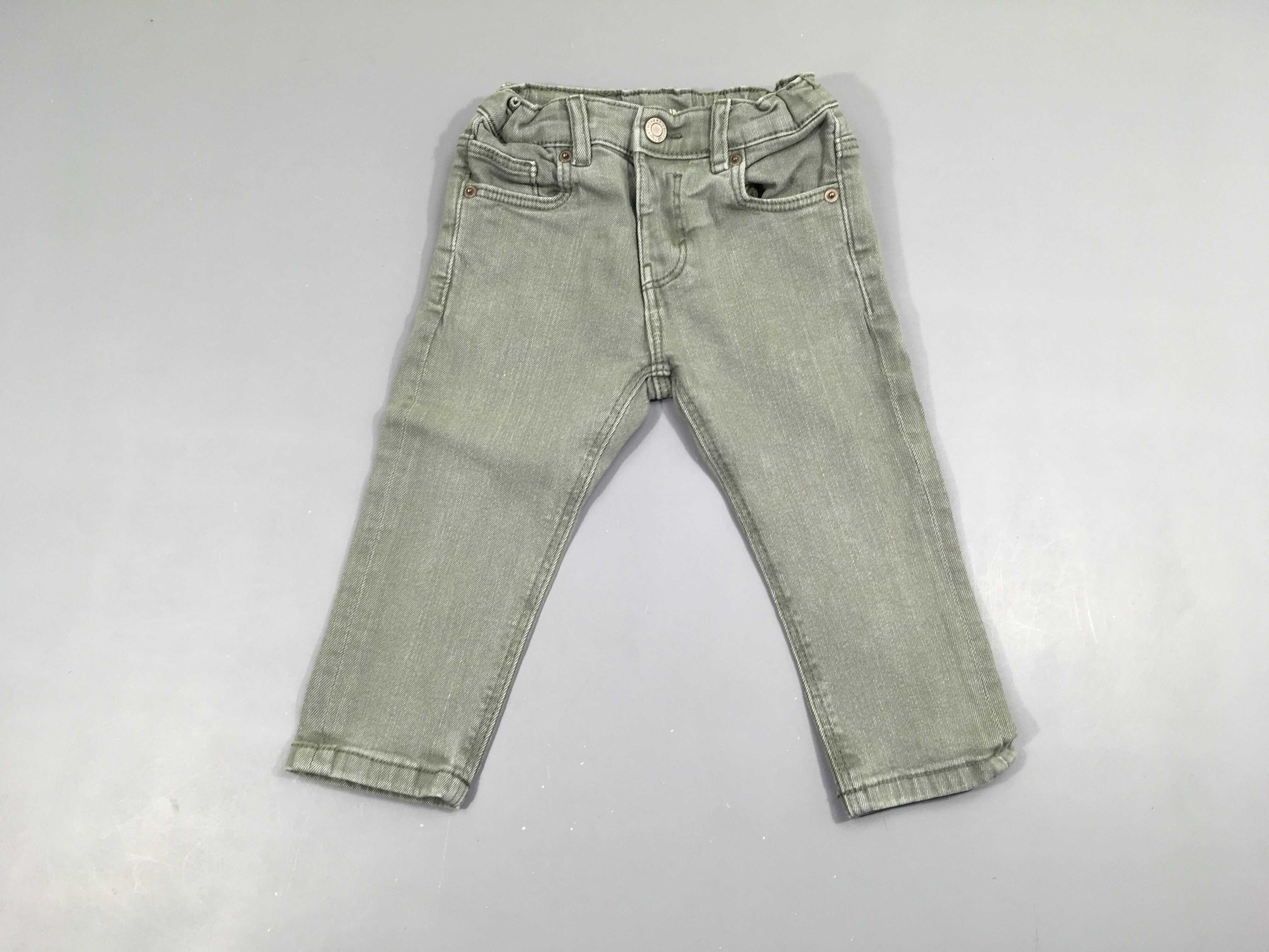 Pantalon toile gris/vert