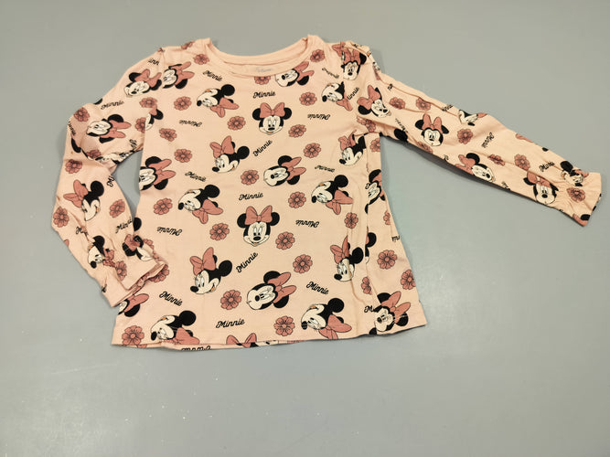 T-shirt m.l rose clair, têtes de Minnie, élastiques au poignet 100% coton, moins cher chez Petit Kiwi