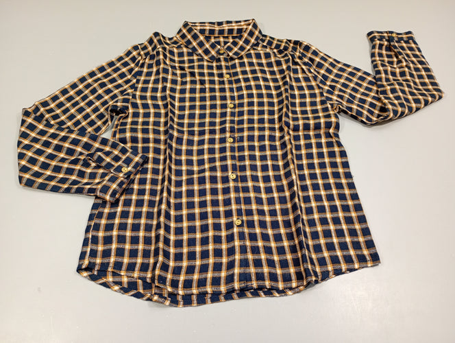 Chemisier ml bleu marine à carreaux jaune/ blanc / fils argentés, moins cher chez Petit Kiwi