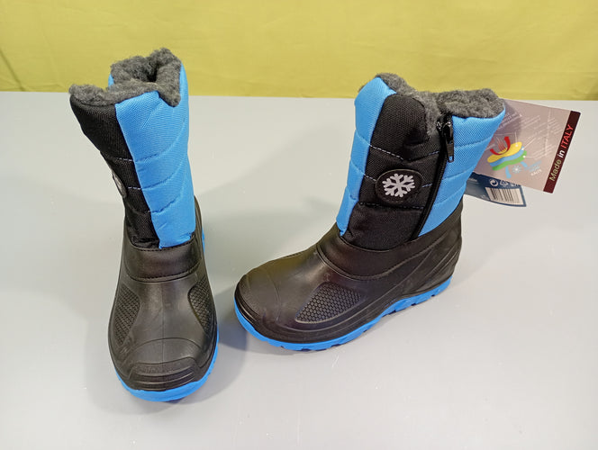 Neuves, bottes de neige fourées noir et bleu,  petit zip  - 32, moins cher chez Petit Kiwi