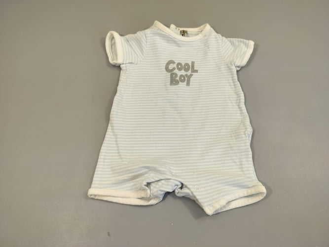 Combishort blanche rayé bleu-ciel "cool boy", moins cher chez Petit Kiwi