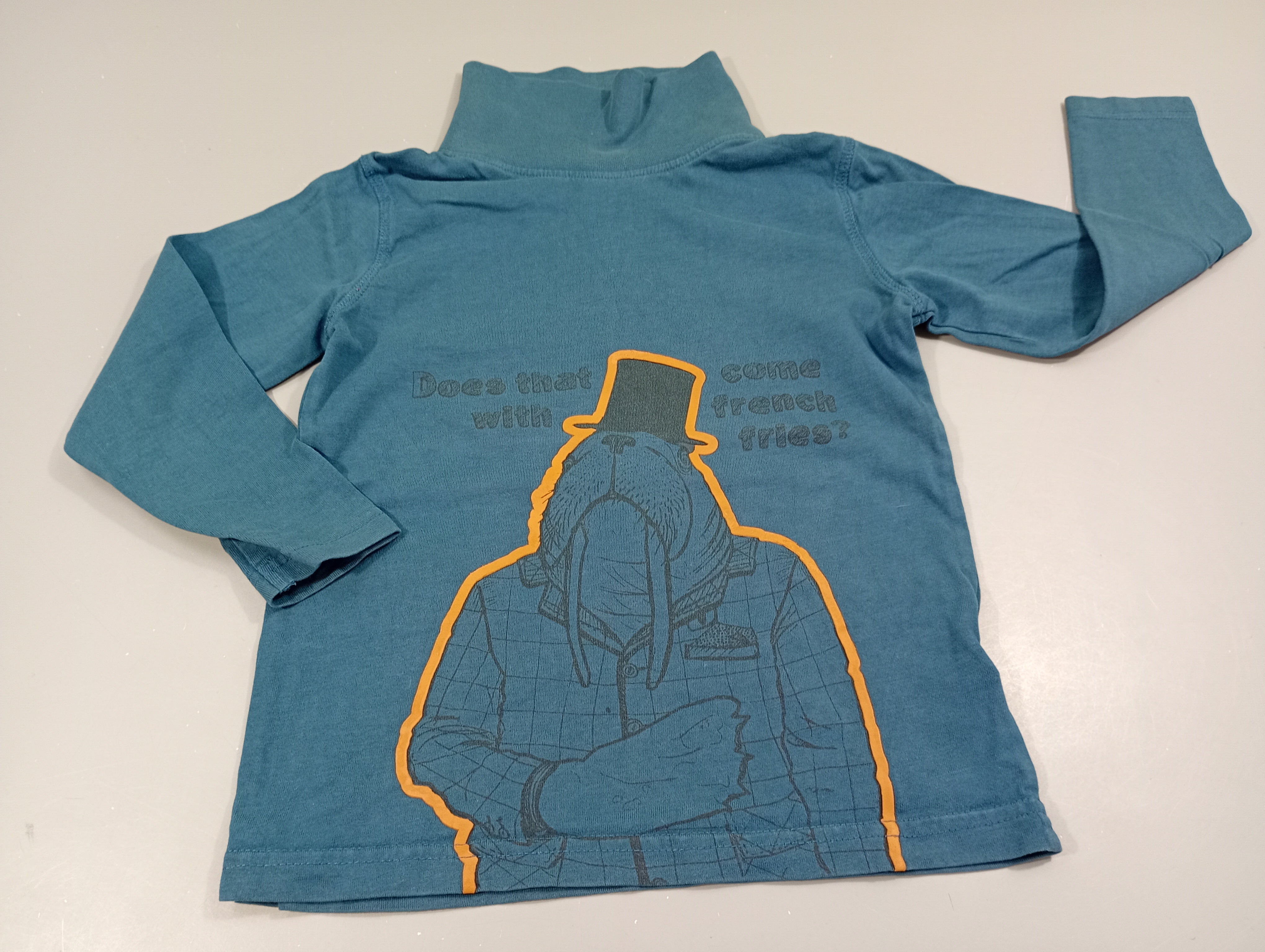 T-shirt m.l col roulé bleu, morse