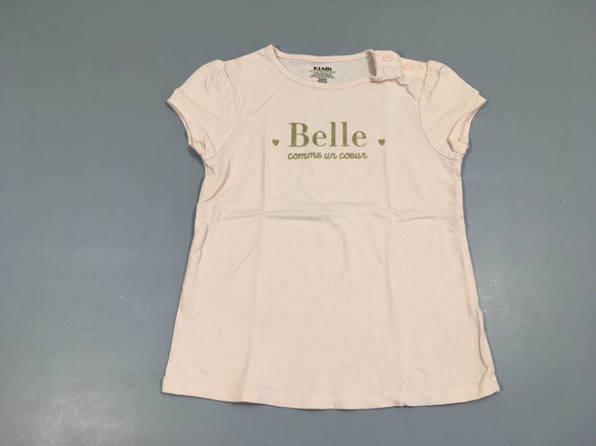 T-shirt m.c rose pâle belle, moins cher chez Petit Kiwi