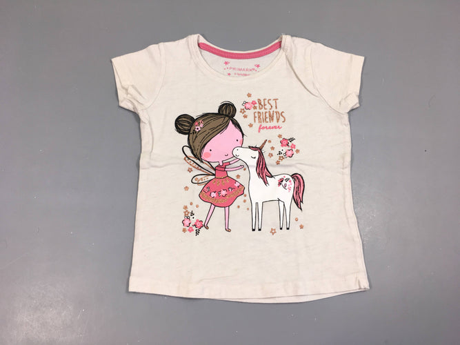 T-shirt m.c beige fille licorne, moins cher chez Petit Kiwi