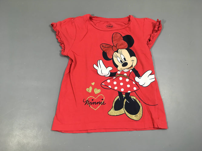 T-shirt m.c rouge Minnie, moins cher chez Petit Kiwi