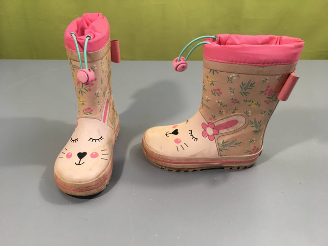 Bottes de pluie blanc/rose , Walkx kids, 25, tachées, moins cher chez Petit Kiwi