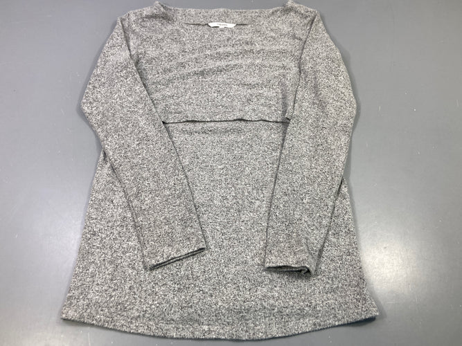 Pull d'allaitement m.l gris chiné, moins cher chez Petit Kiwi