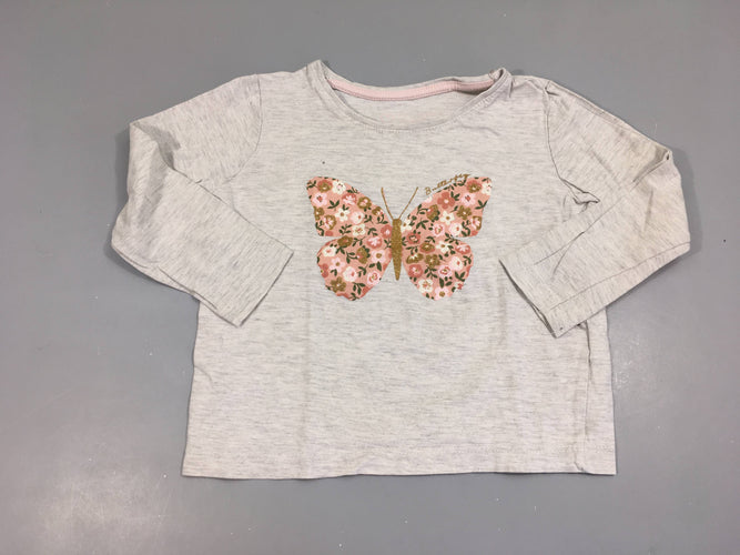 T-shirt m.l gris clair flammé papillon, moins cher chez Petit Kiwi