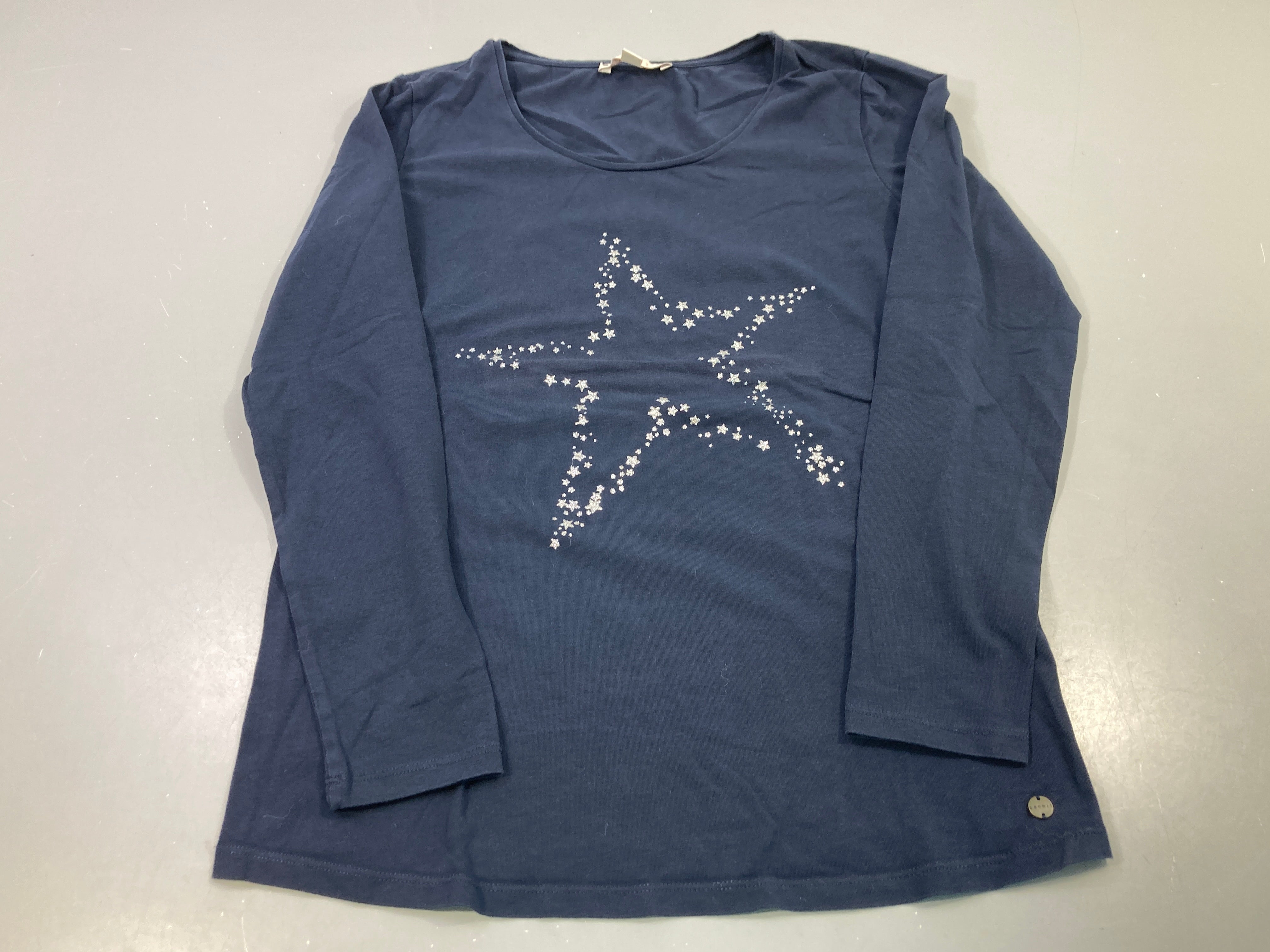T-shirt m.l bleu marine étoile strass