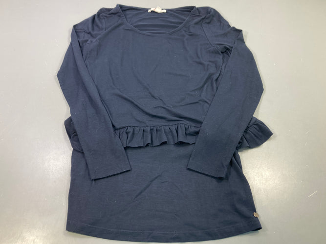 T-shirt d'allaitement m.l bleu marine, volant bas, moins cher chez Petit Kiwi
