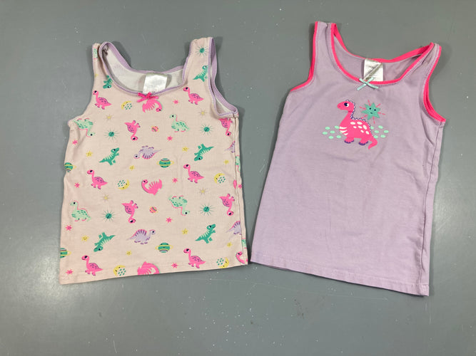 2 Chemisettes mauve/rose pâle Dino, moins cher chez Petit Kiwi