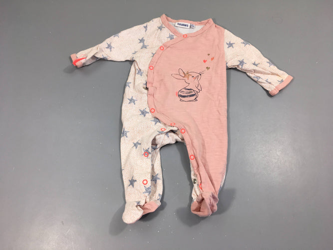 Pyjama jersey rose flammé lapin, moins cher chez Petit Kiwi