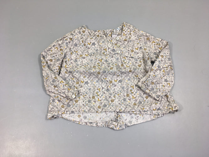 Blouse m.l grise fleurie, moins cher chez Petit Kiwi