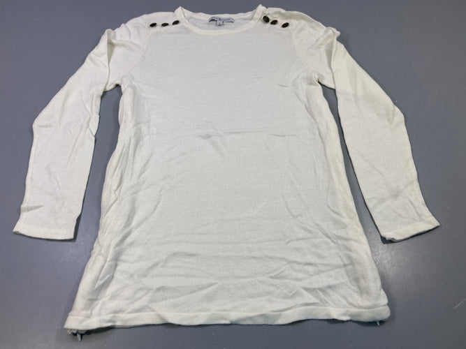 Pull m.l écru, boutons décoratifs épaules, Louis de Trailze, moins cher chez Petit Kiwi