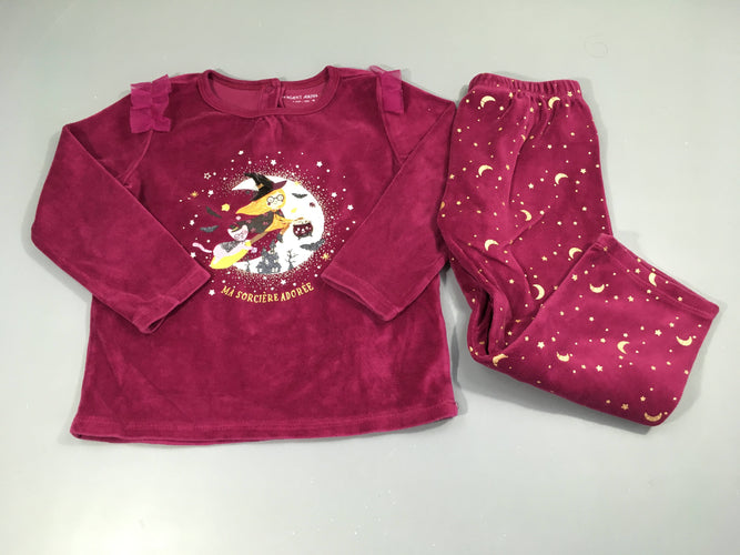 Pyjama 2pcs velours mauve sorcière, Halloween tulle, moins cher chez Petit Kiwi