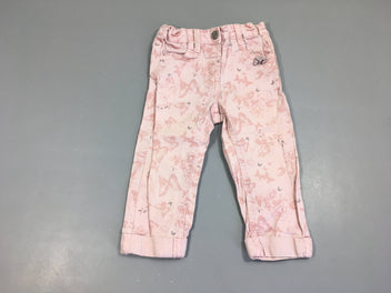 Pantalon rose pâle papillons à revers