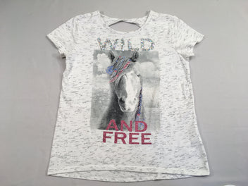 T-shirt m.c blanc flammé cheval sequins wild