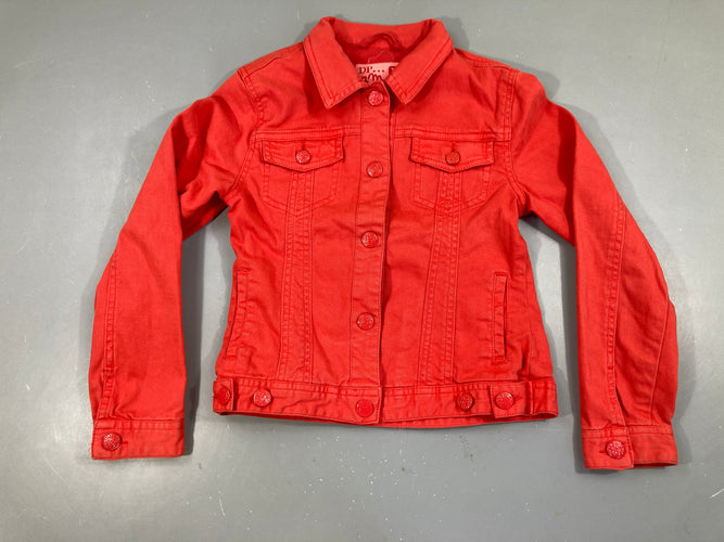 Veste en jean rouge corail, moins cher chez Petit Kiwi